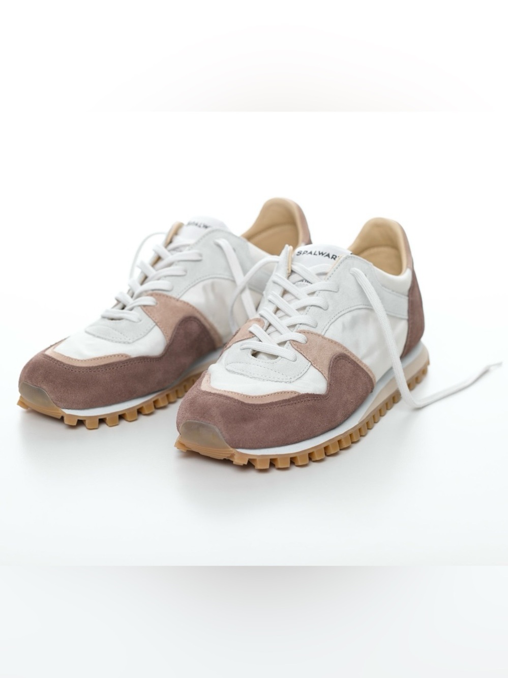 Spalwart Low-Top Sneakers in White, Taupe and Light Brown